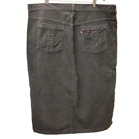 Levi’s 20W Corduroy Y2K Vintage Maxi Skirt Gray Pockets Logo 43” Waist - Picture 3 of 14
